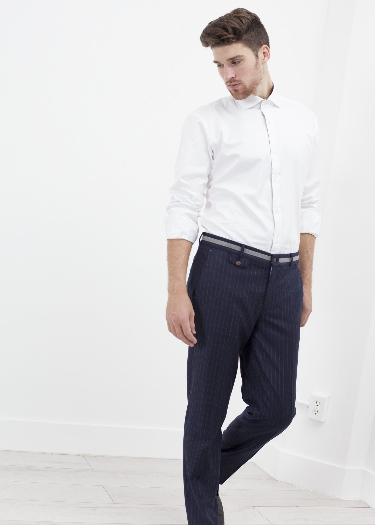Sinclair Trouser in Navy Stripe Circle of Gentlemen