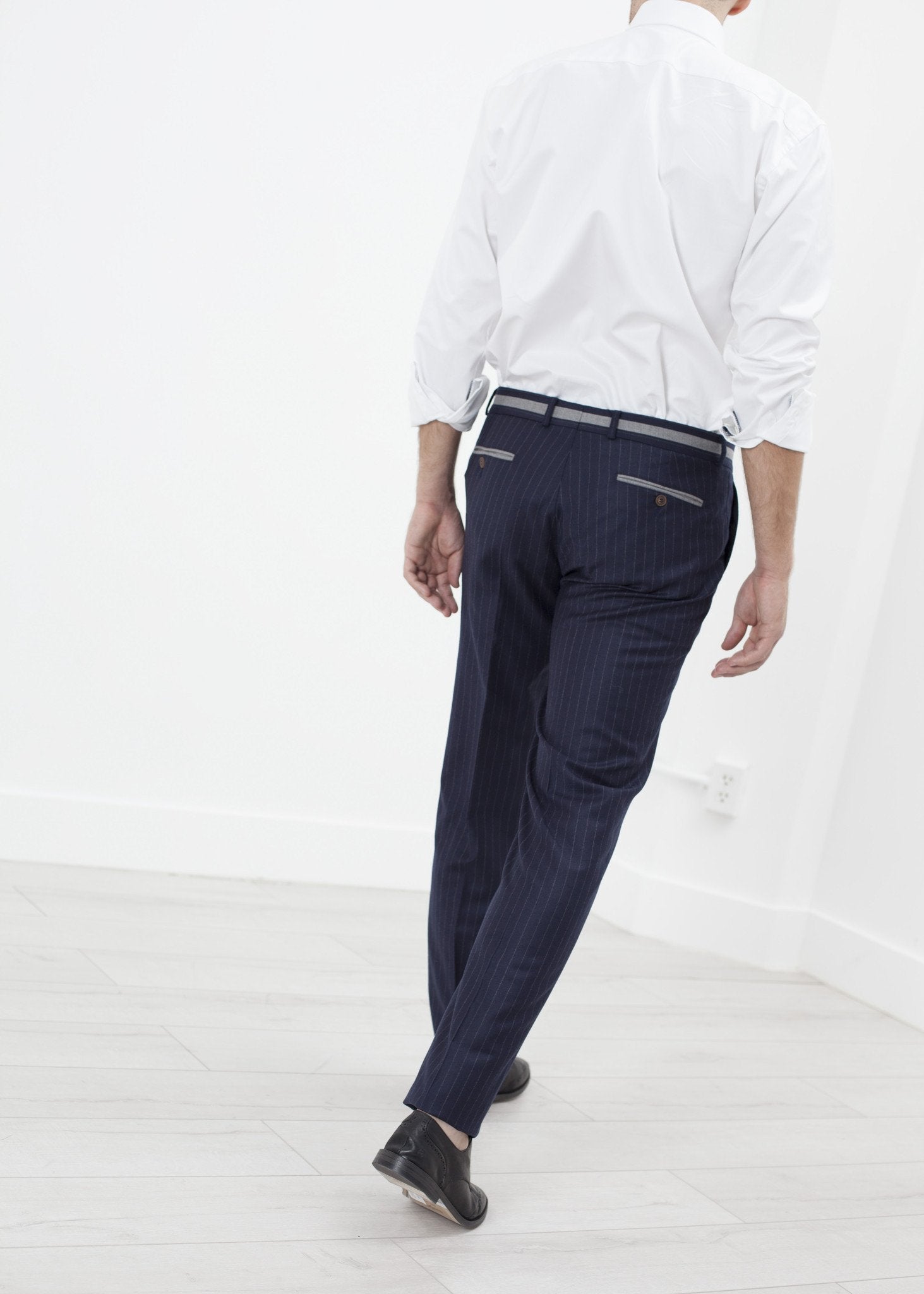 Sinclair Trouser in Navy Stripe Circle of Gentlemen