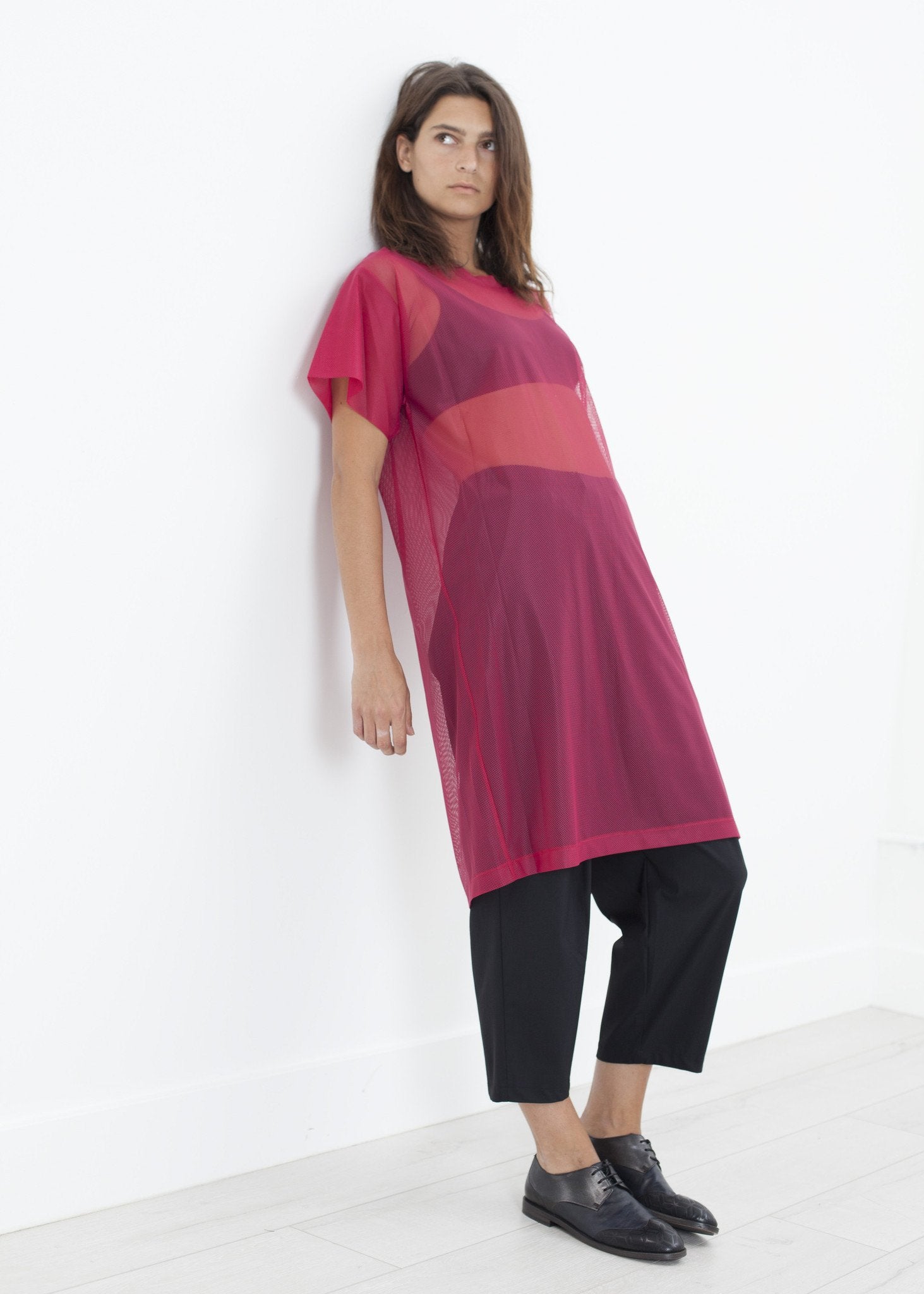 Mesh Over Dress in Pink Maria Calderara