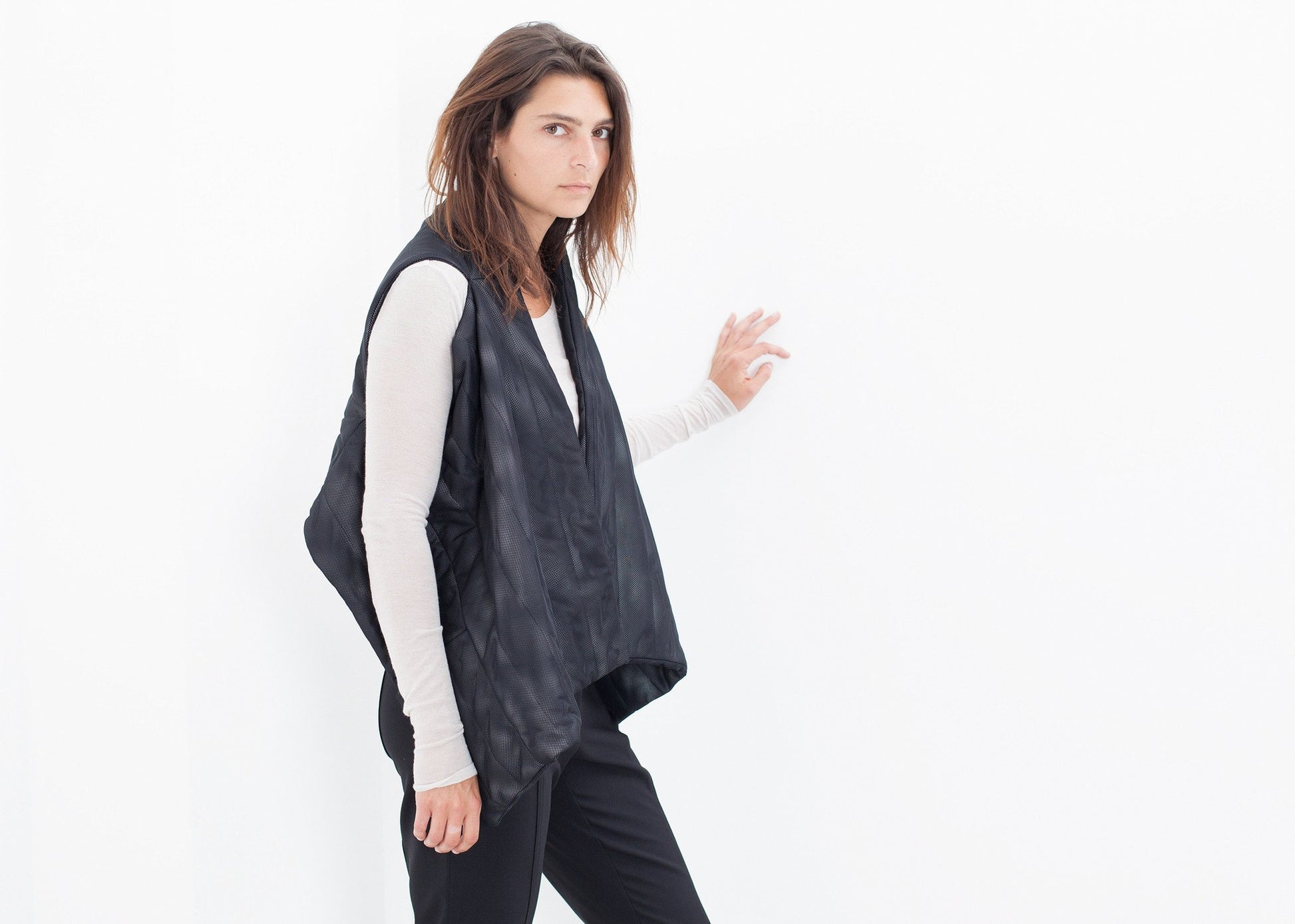 Quilted Mesh Waistcoat in Black/White Maria Calderara