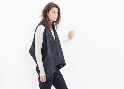 Quilted Mesh Waistcoat in Black/White Maria Calderara