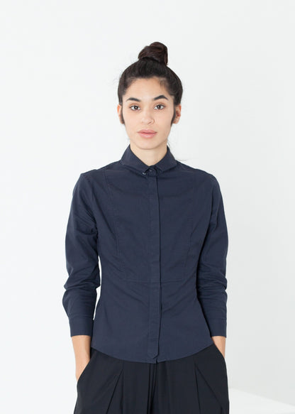 Wrinkled Tux Shirt in Navy Sibel Saral