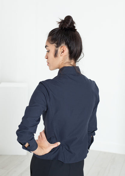 Wrinkled Tux Shirt in Navy Sibel Saral