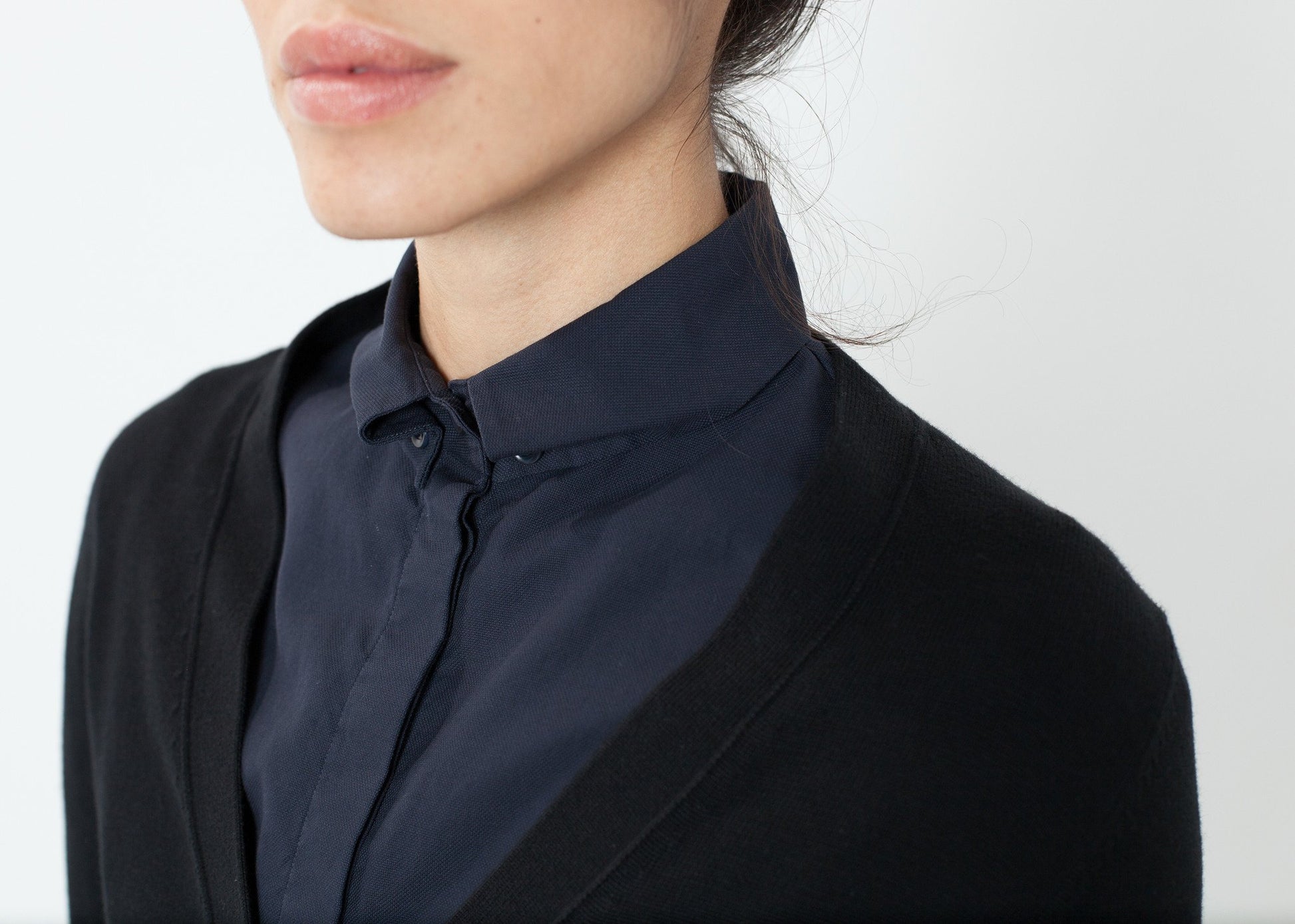 Wrinkled Tux Shirt in Navy Sibel Saral