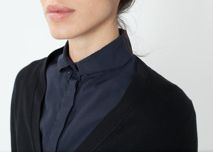 Wrinkled Tux Shirt in Navy Sibel Saral