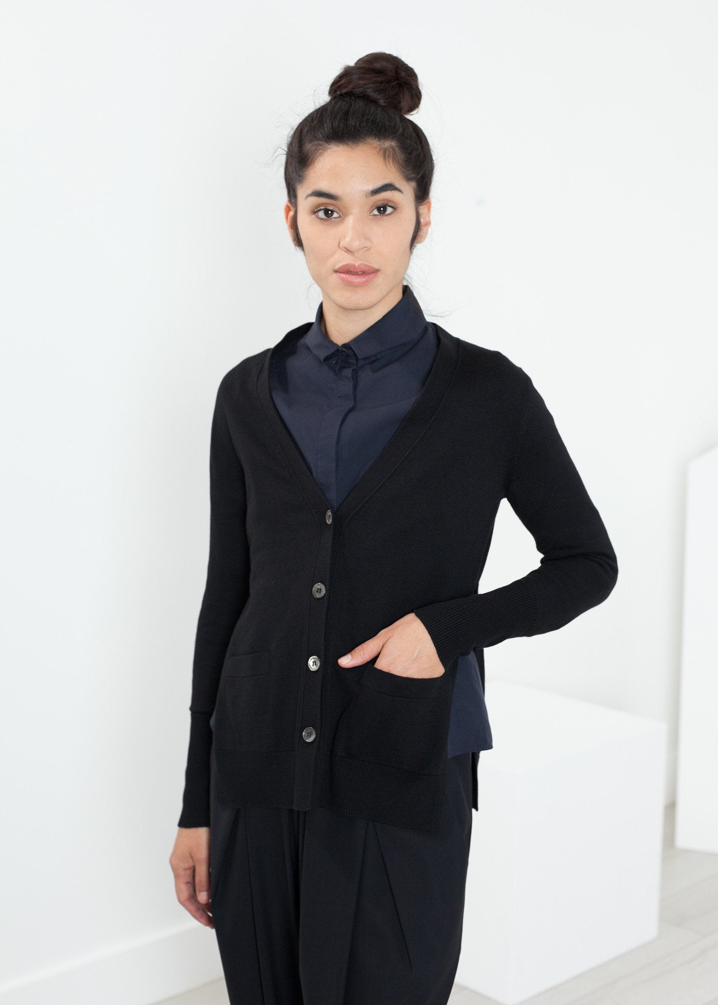 Square Cardigan in Black Sibel Saral