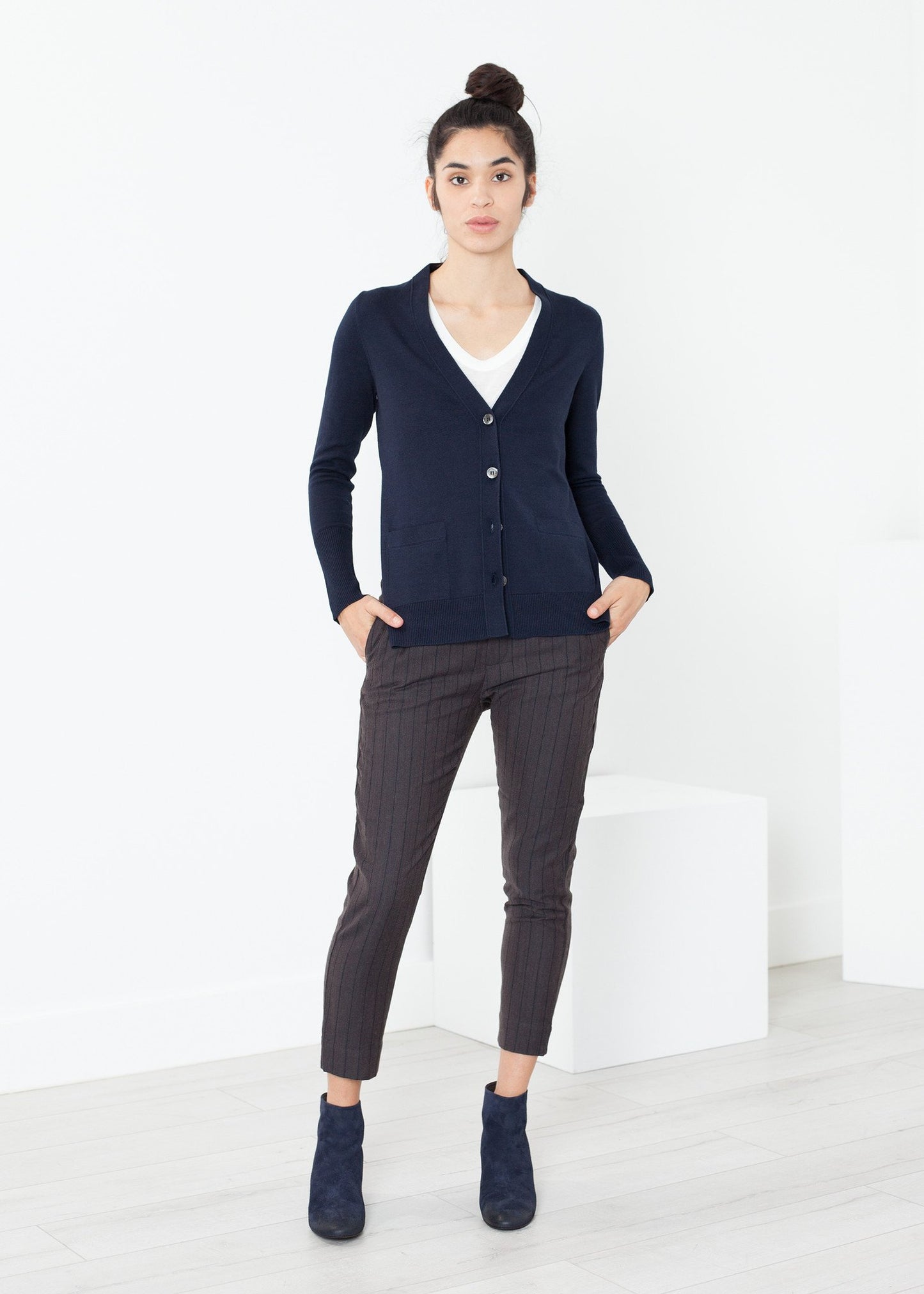 Square Cardigan in Navy Sibel Saral