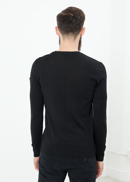 Button Shoulder Pullover in Black Isabel Benenato