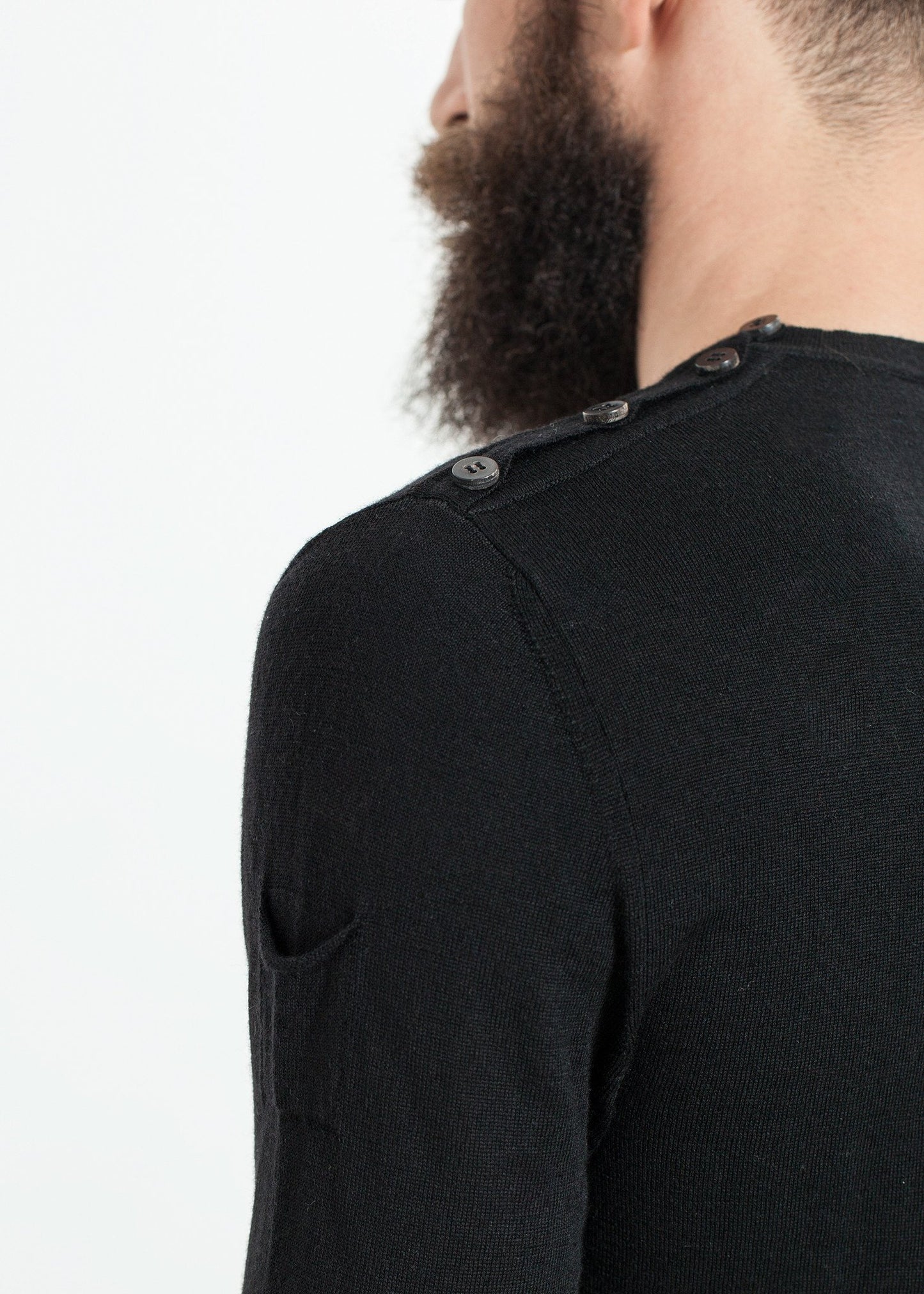 Button Shoulder Pullover in Black Isabel Benenato