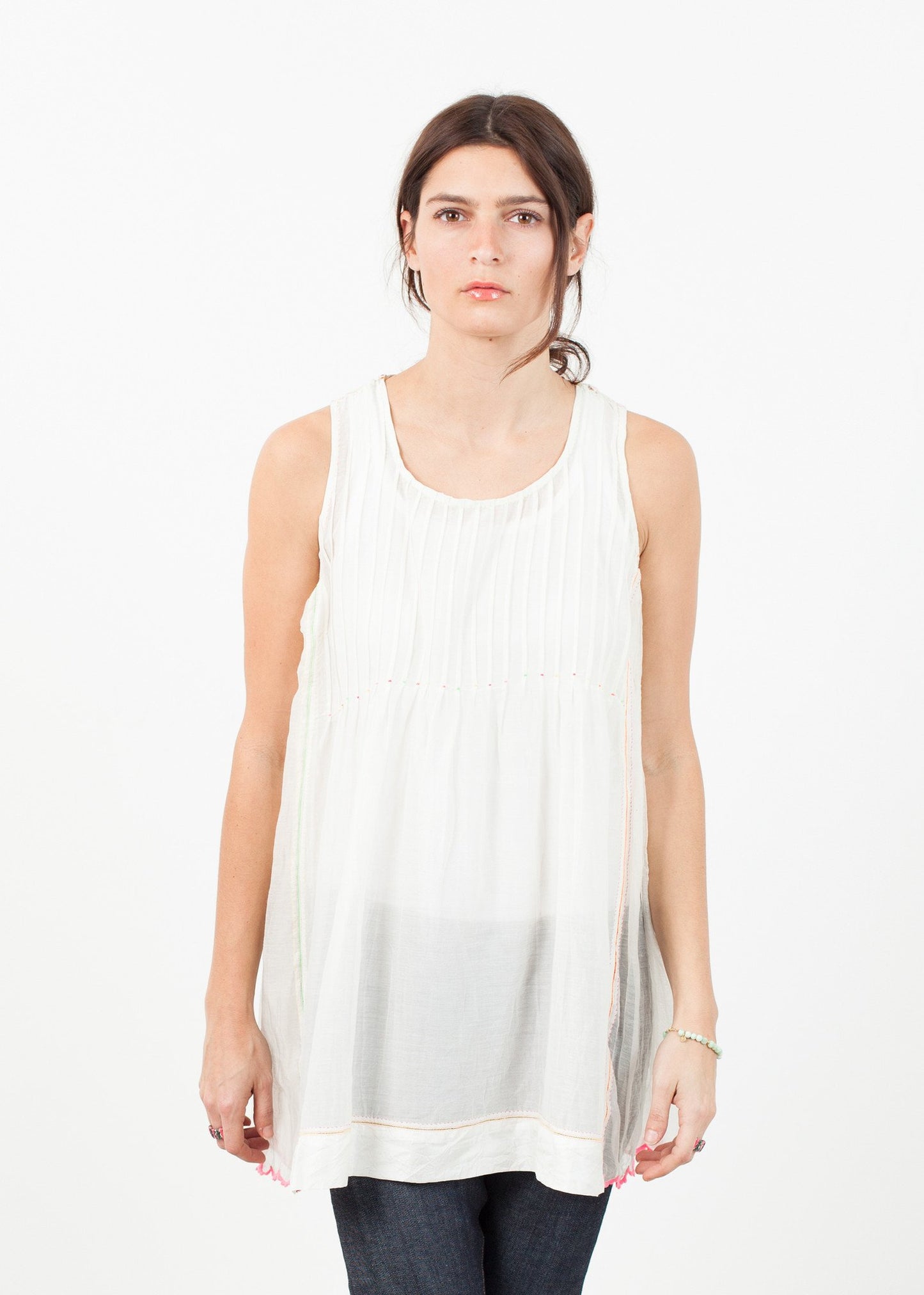 Babydoll Tank in White Pero