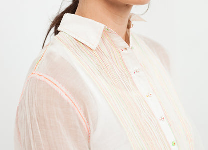 Sheer Rainbow Blouse in White Pero