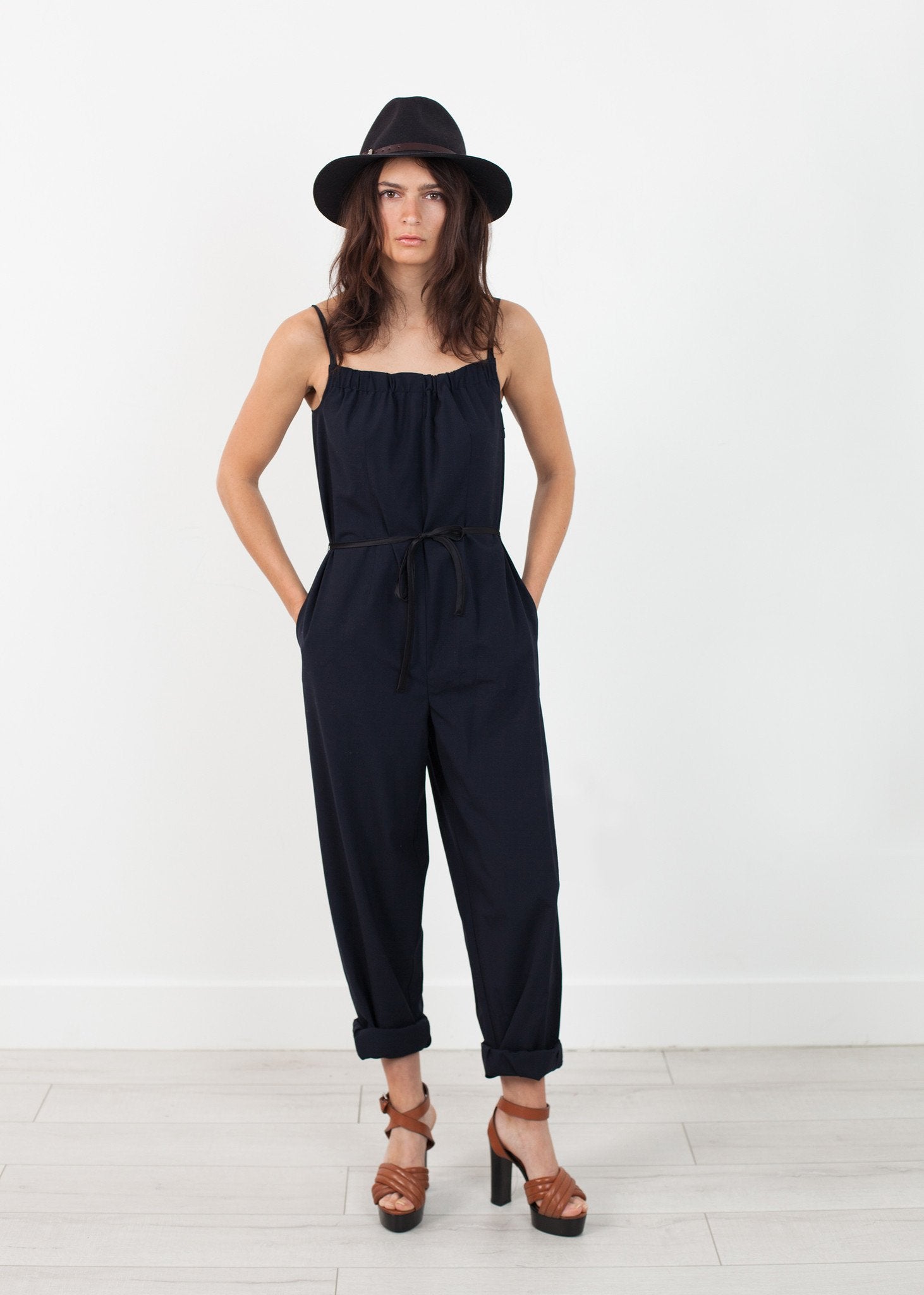 Sleeveless Jumpsuit in Navy Harvey Faircloth