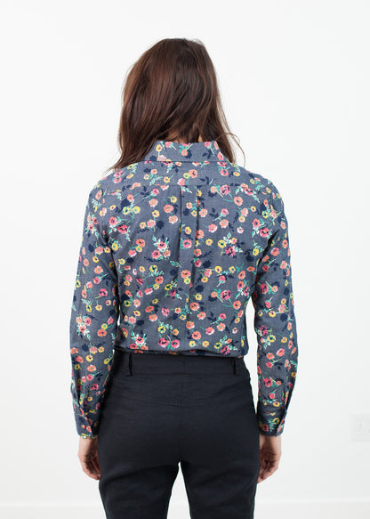 Long Sleeve Blouse in Black/Floral Harvey Faircloth