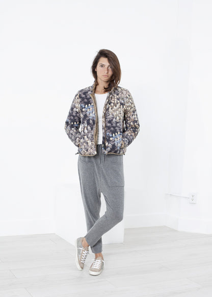 Deione Coat in Graphite Floral Duvetica