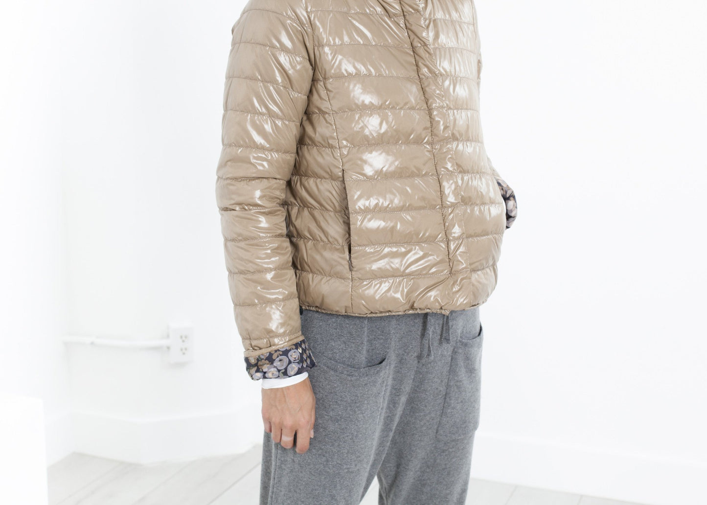 Deione Coat in Graphite Floral Duvetica