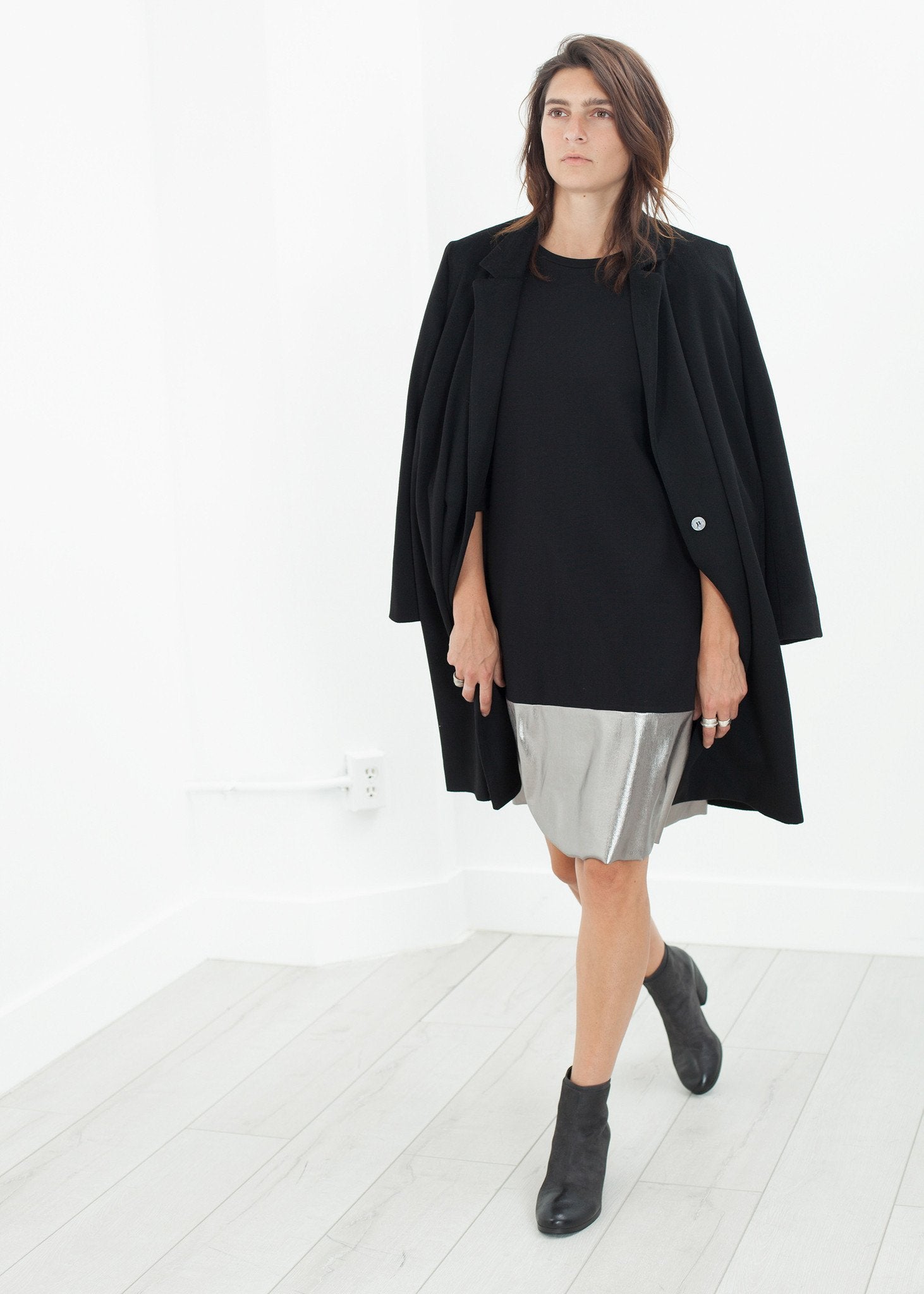 Border Dress in Black/Silver Maria Calderara