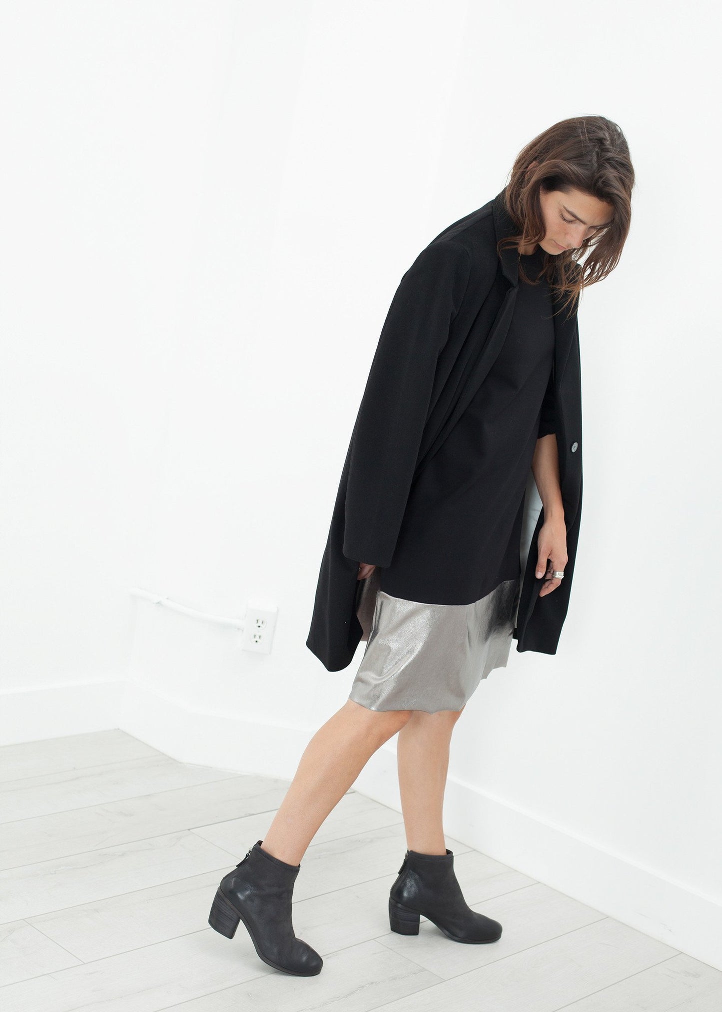 Border Dress in Black/Silver Maria Calderara