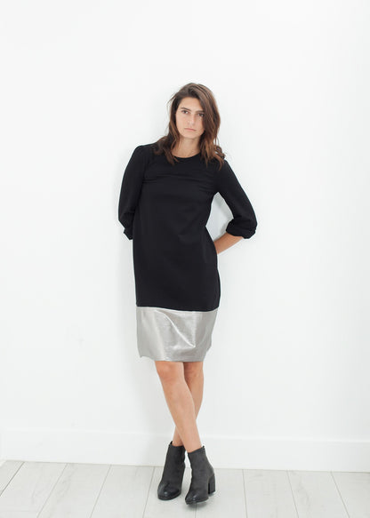 Border Dress in Black/Silver Maria Calderara
