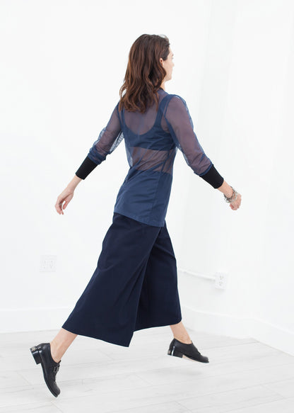 Cuffed Mesh Tee in Navy/Black Maria Calderara