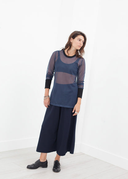 Cuffed Mesh Tee in Navy/Black Maria Calderara