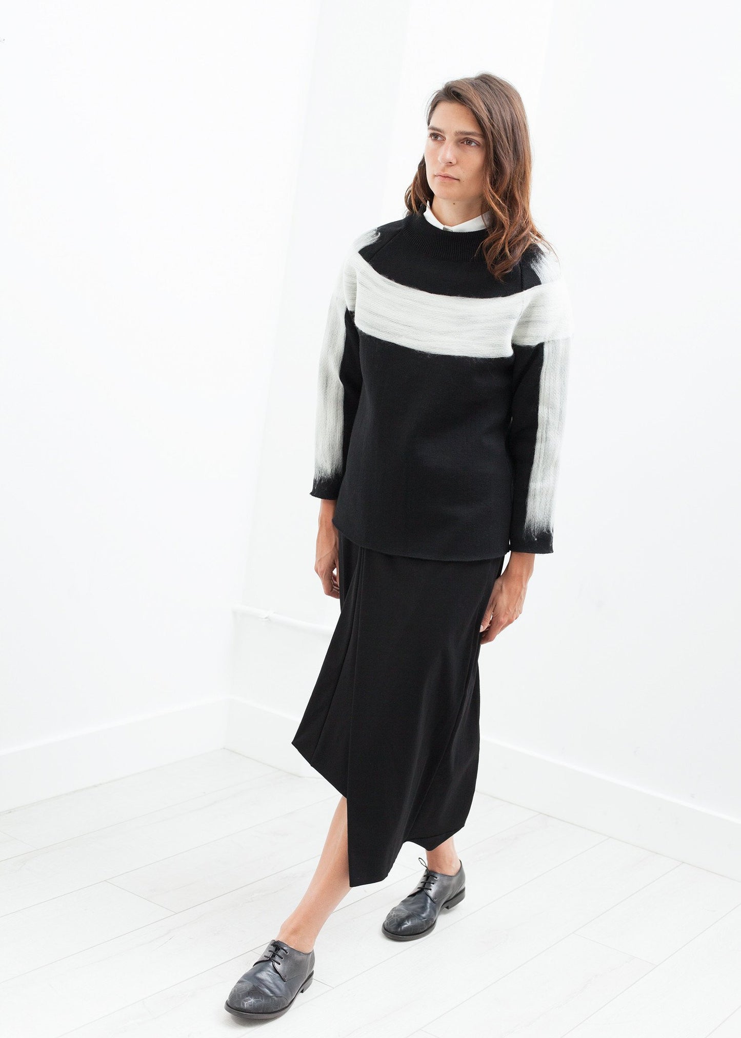 Contrast Felted Sweater in Black Ter et Bantine
