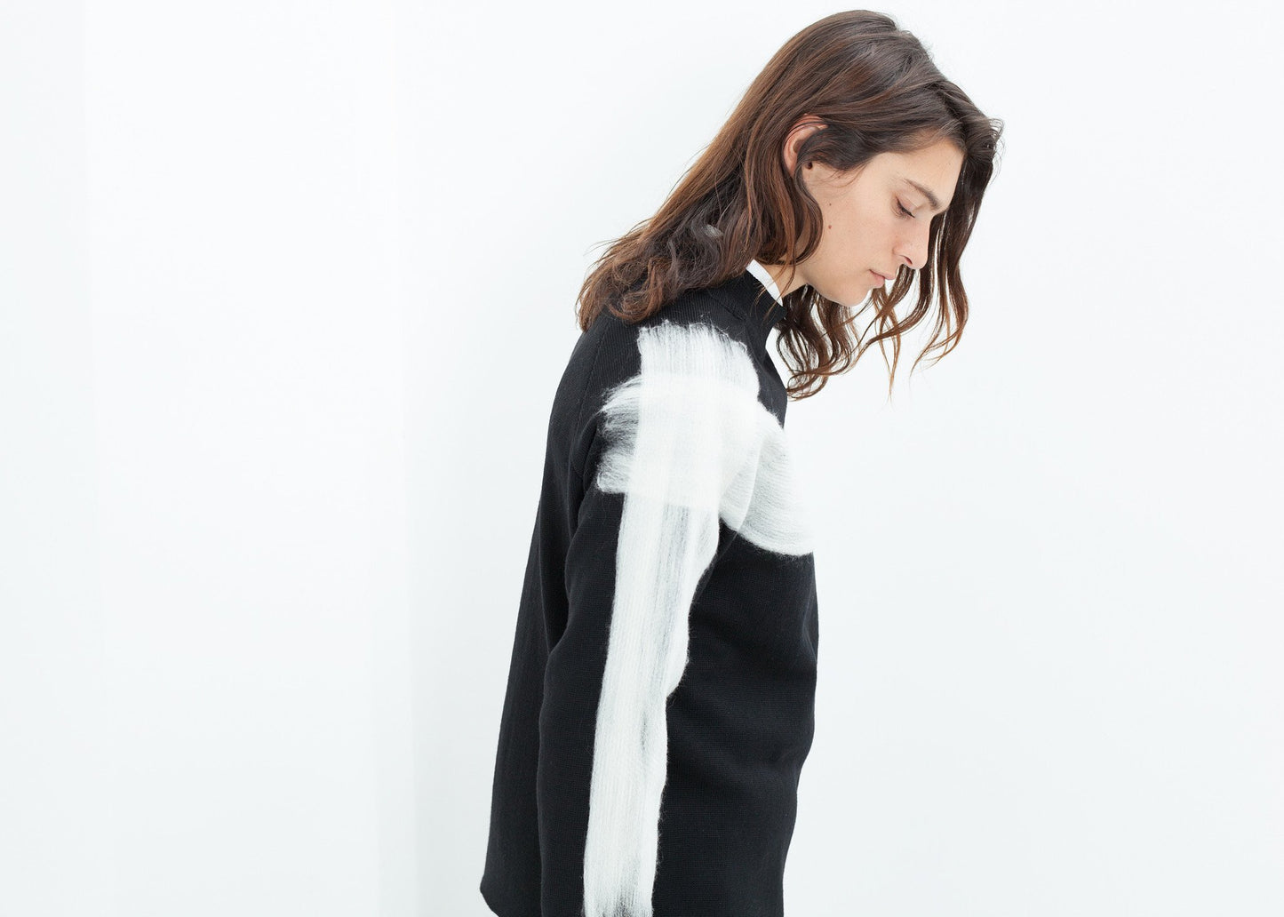 Contrast Felted Sweater in Black Ter et Bantine