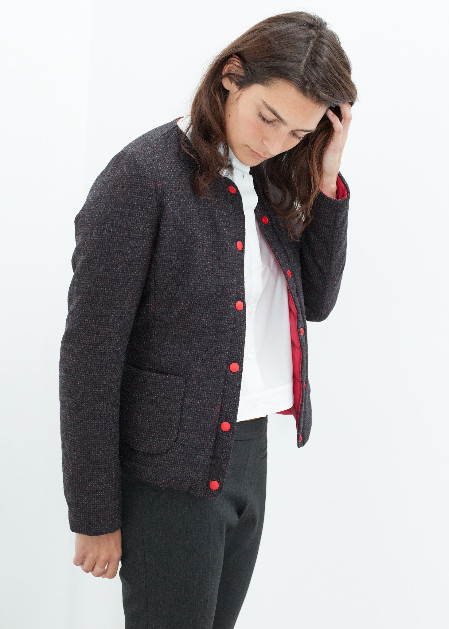 Camelia Reversible Jacket in Black/Red Lardini