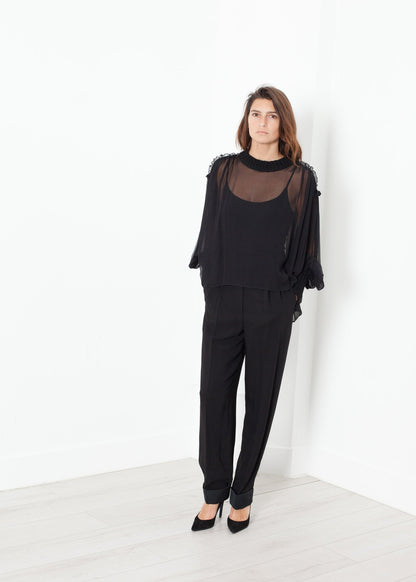 Poet Silk Sweater in Black Louiza Babouryan