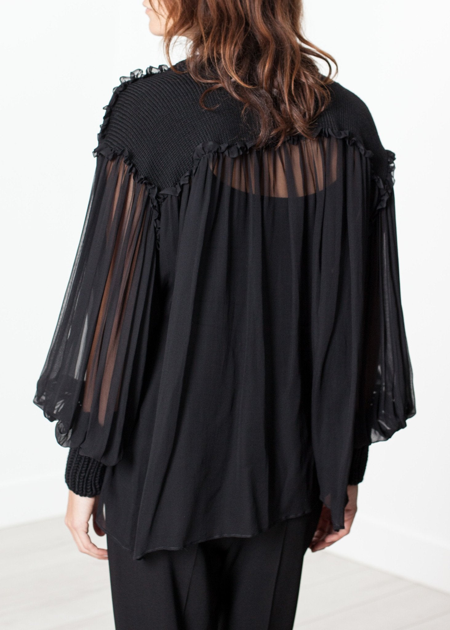 Poet Silk Sweater in Black Louiza Babouryan