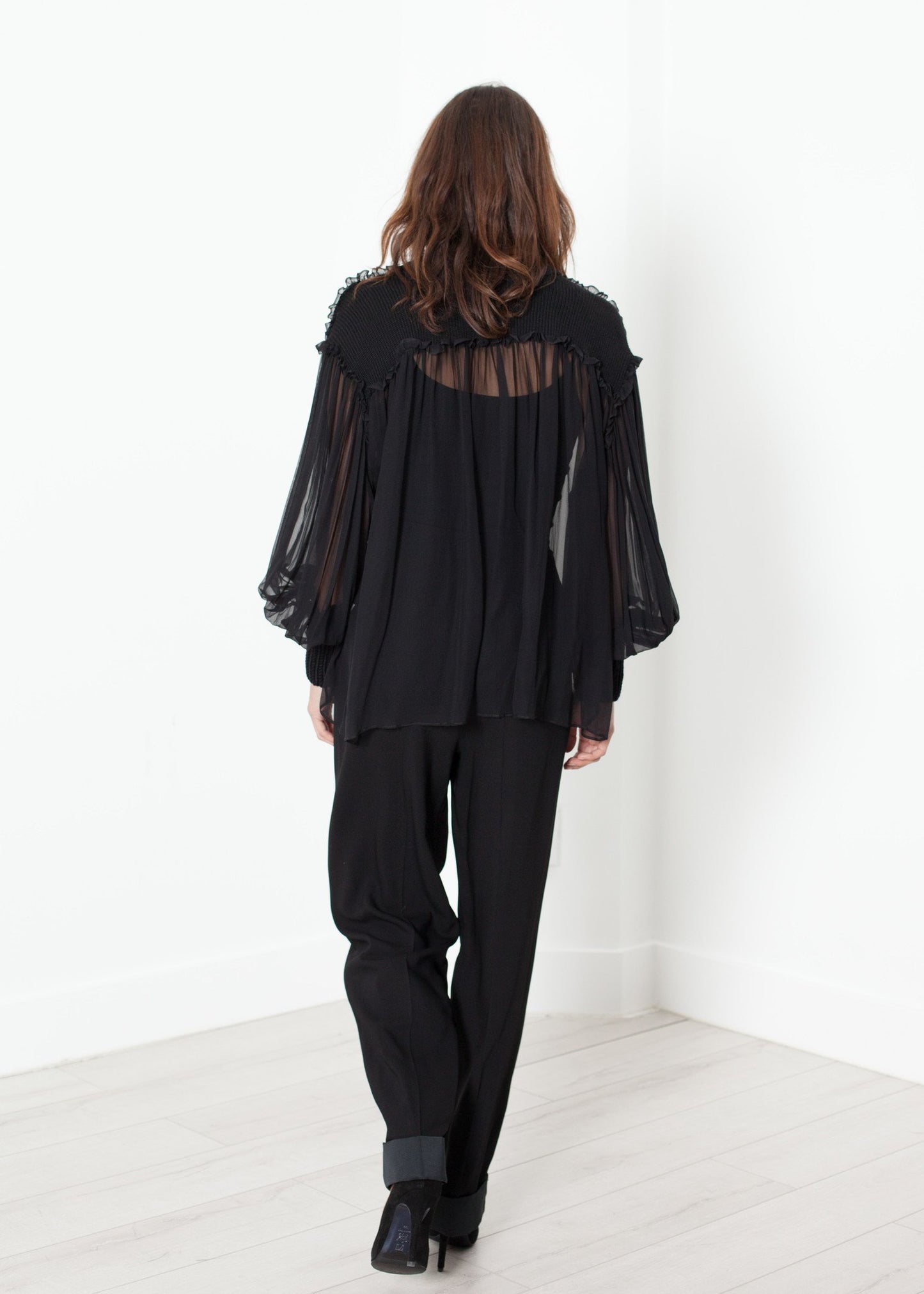 Poet Silk Sweater in Black Louiza Babouryan