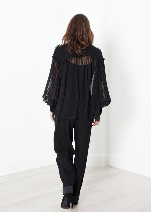 Poet Silk Sweater in Black Louiza Babouryan