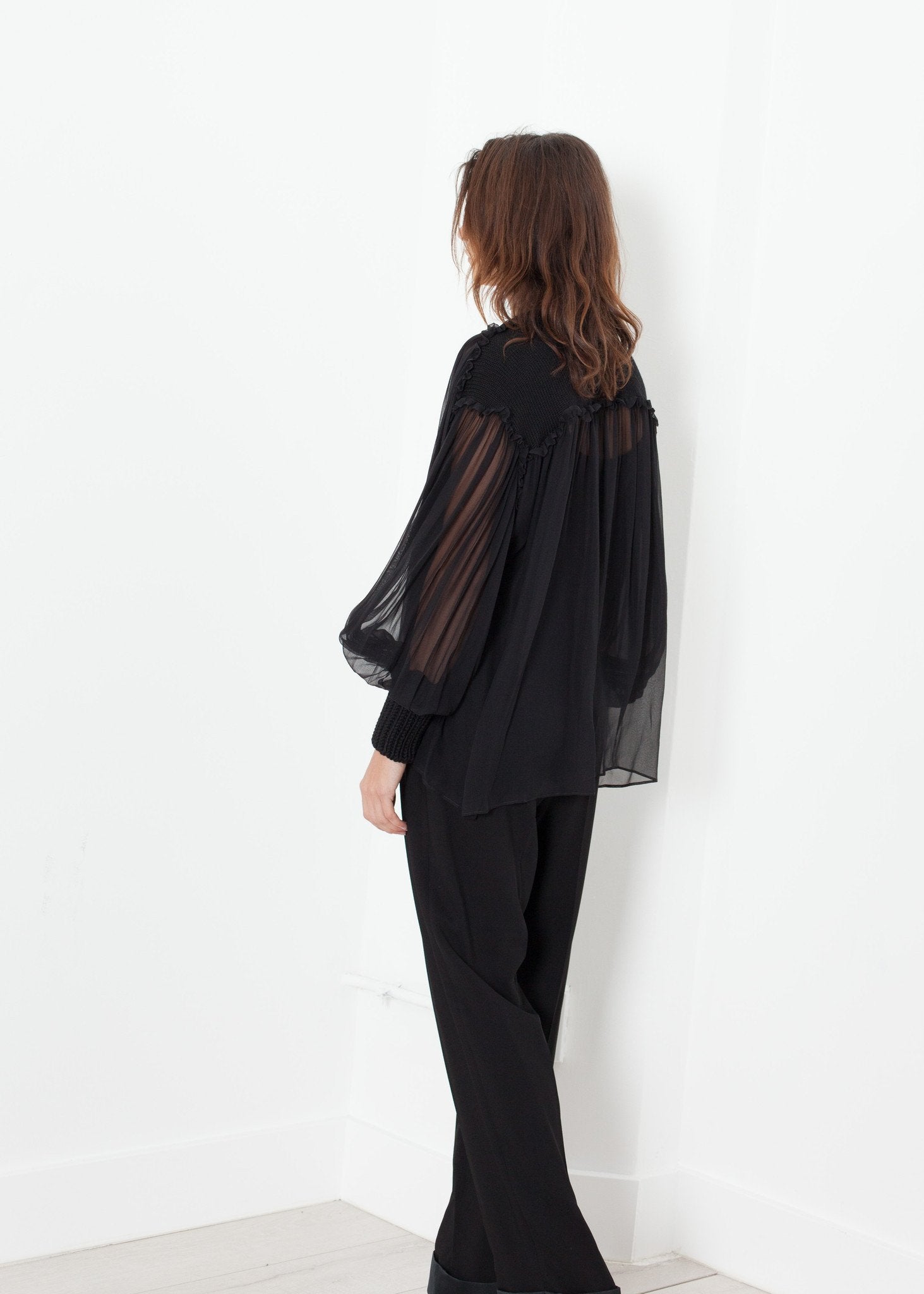 Poet Silk Sweater in Black Louiza Babouryan
