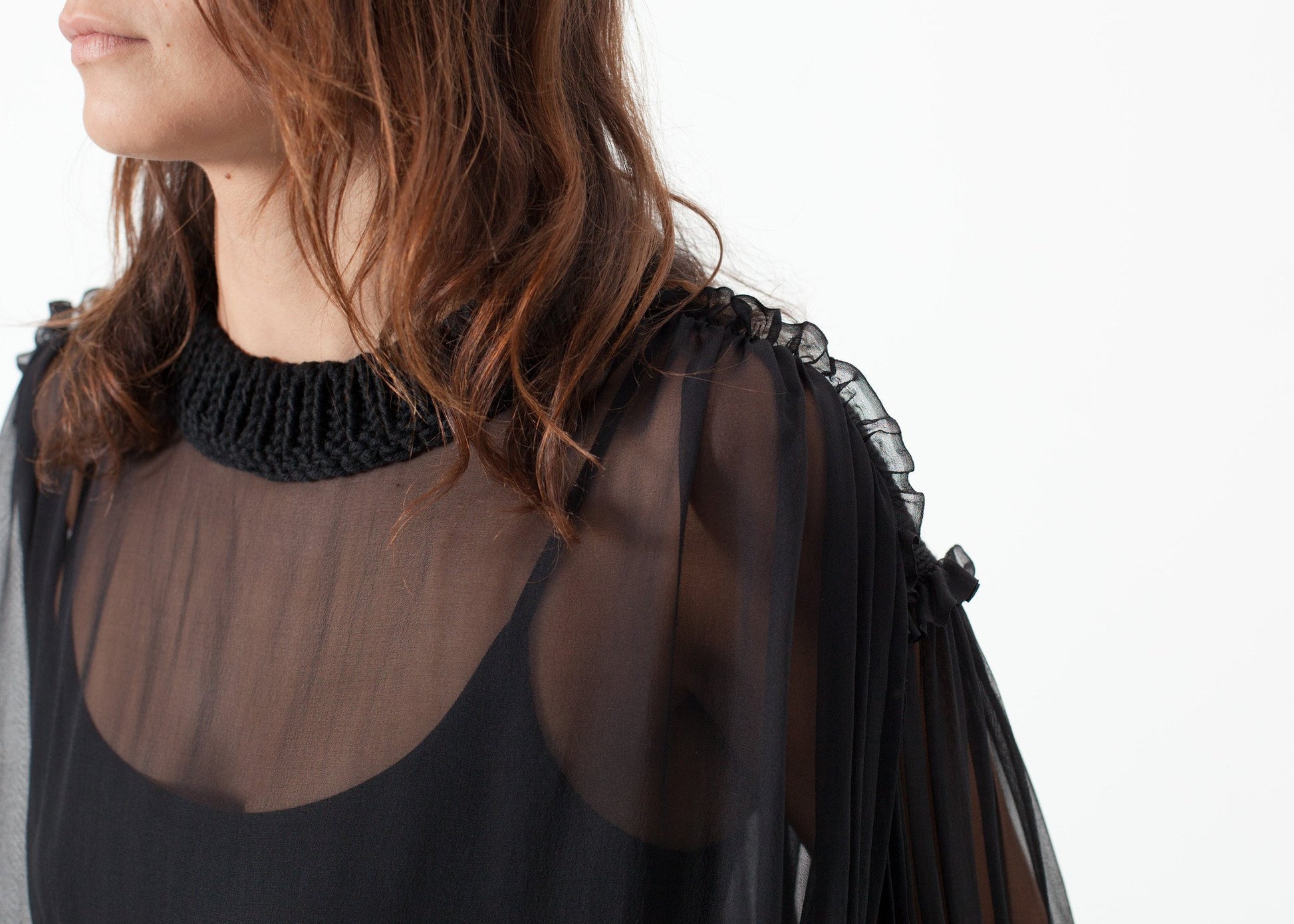 Poet Silk Sweater in Black Louiza Babouryan