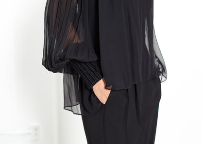 Poet Silk Sweater in Black Louiza Babouryan