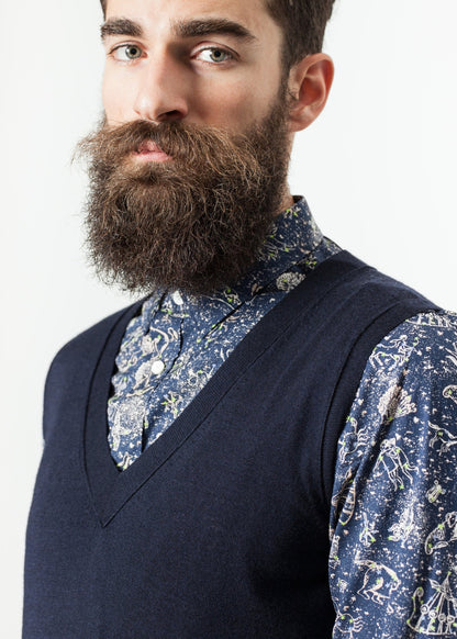 Basic Gilet in Navy Mauro Grifoni