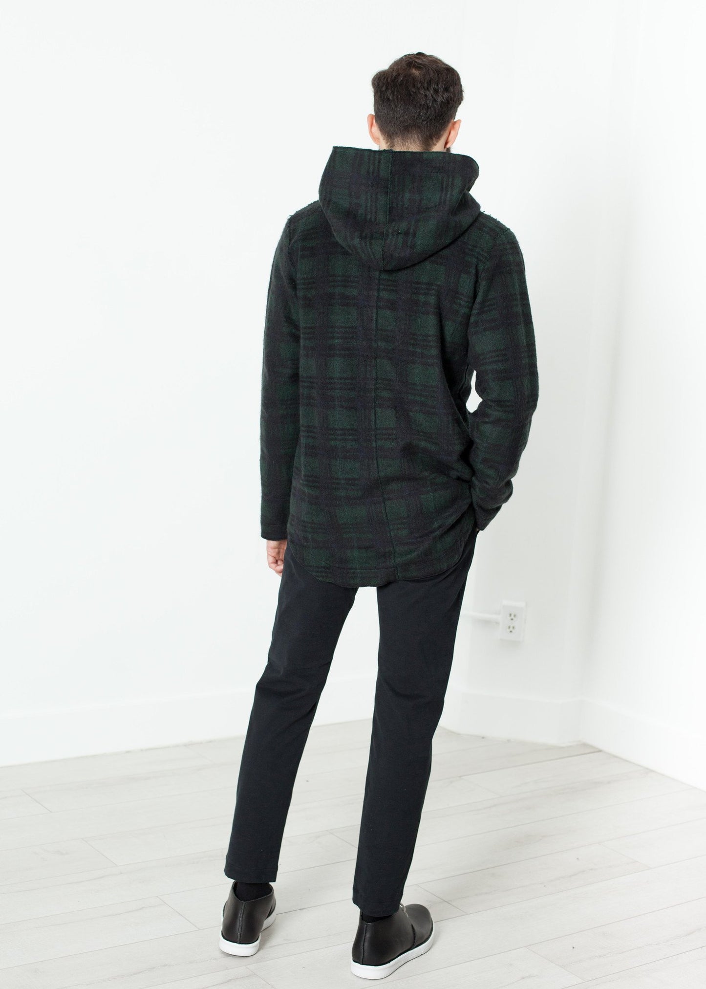 Double Breasted Hoodie in Forest Plaid V:Room