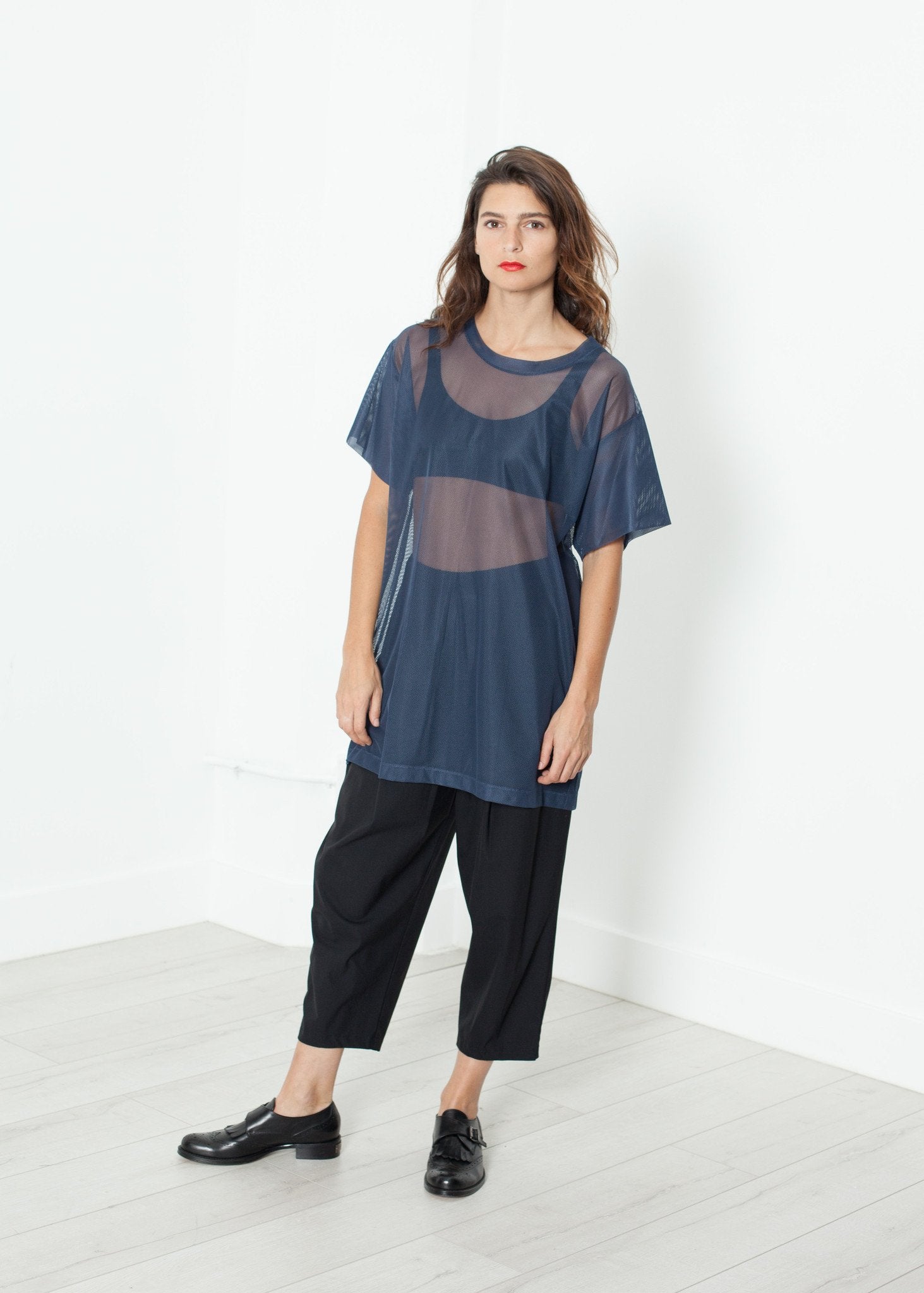 Mesh Over Dress in Navy Maria Calderara