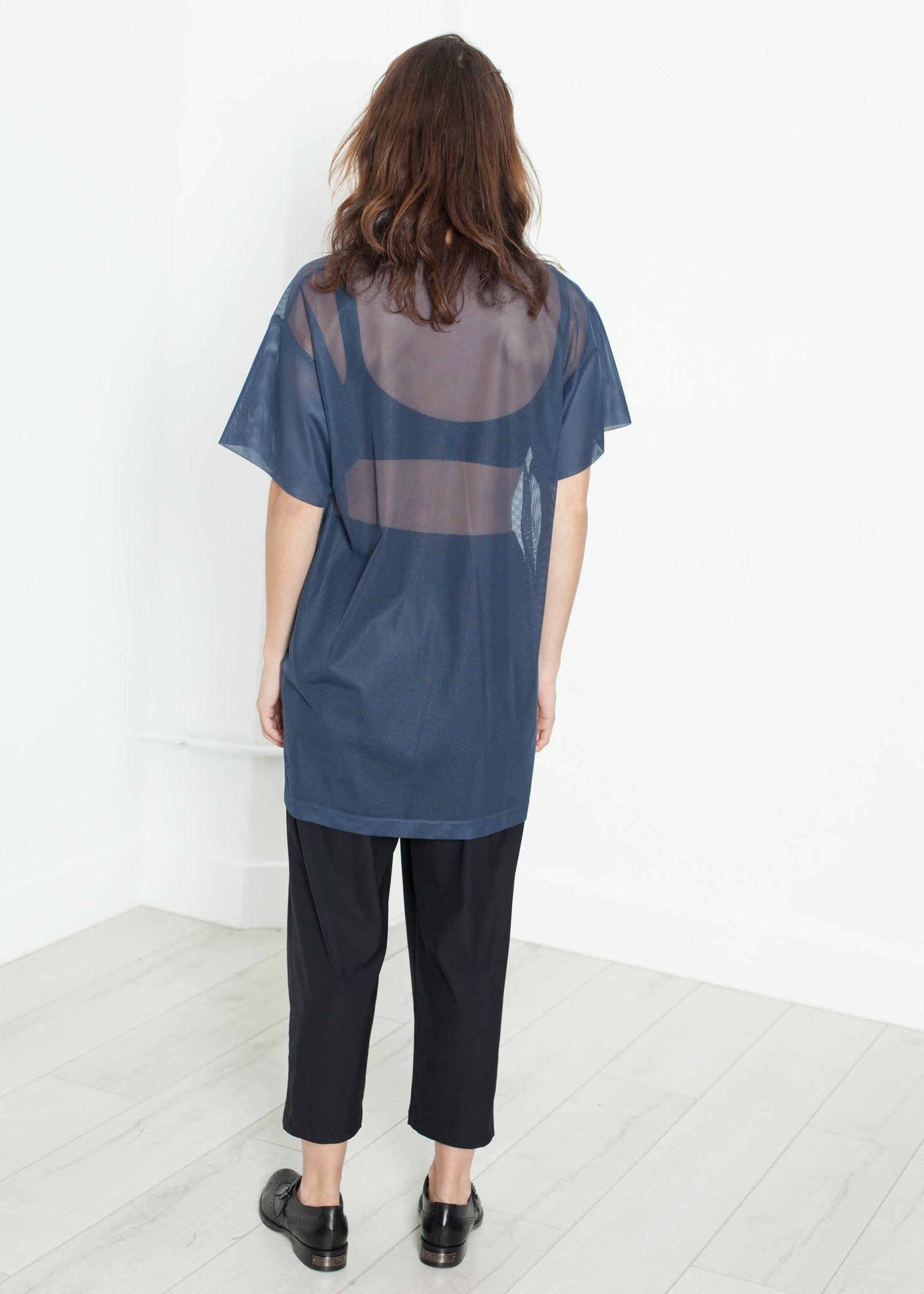 Mesh Over Tee in Navy Maria Calderara