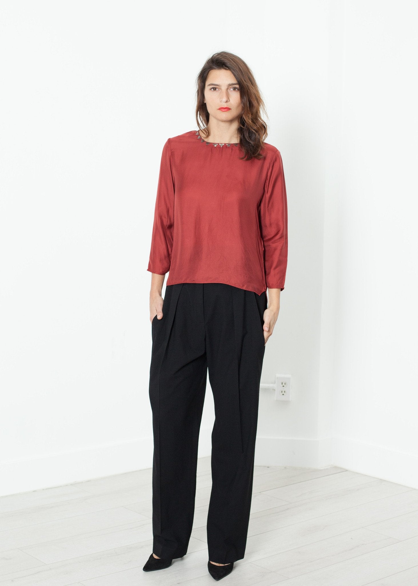 Pleated Waistband Trouser in Black Ter et Bantine
