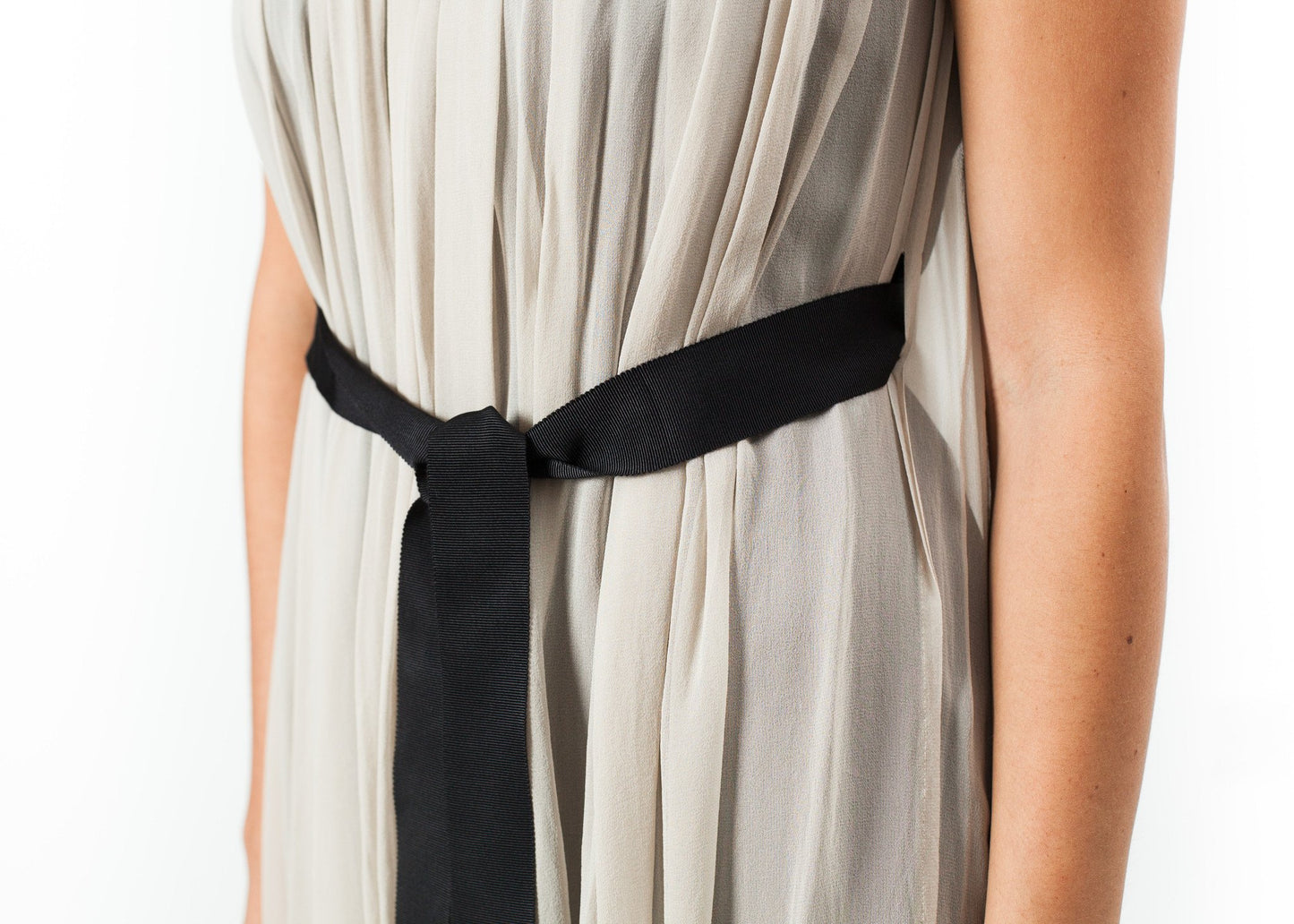 Chiffon Cape Back Dress in Sand Louiza Babouryan
