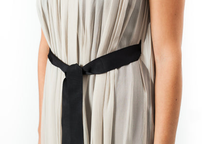 Chiffon Cape Back Dress in Sand Louiza Babouryan