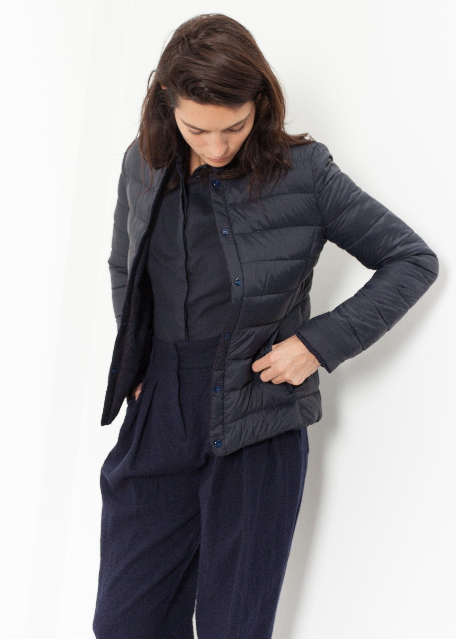 Camelia Reversible Jacket in Navy/Blue Lardini