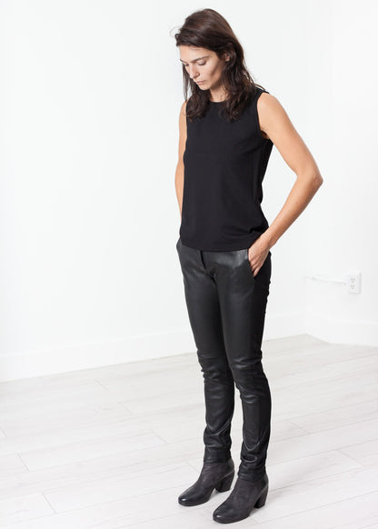 Leather Panel Trouser in Black Hache