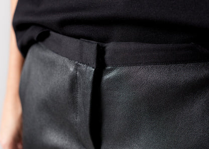 Leather Panel Trouser in Black Hache