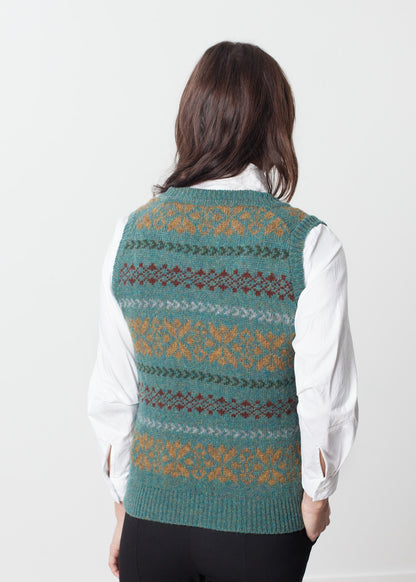 Fair Isle Vest in Army Nigel Cabourn
