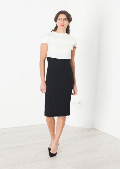 Layered Contrast Dress in Cream/Black Amelia Toro