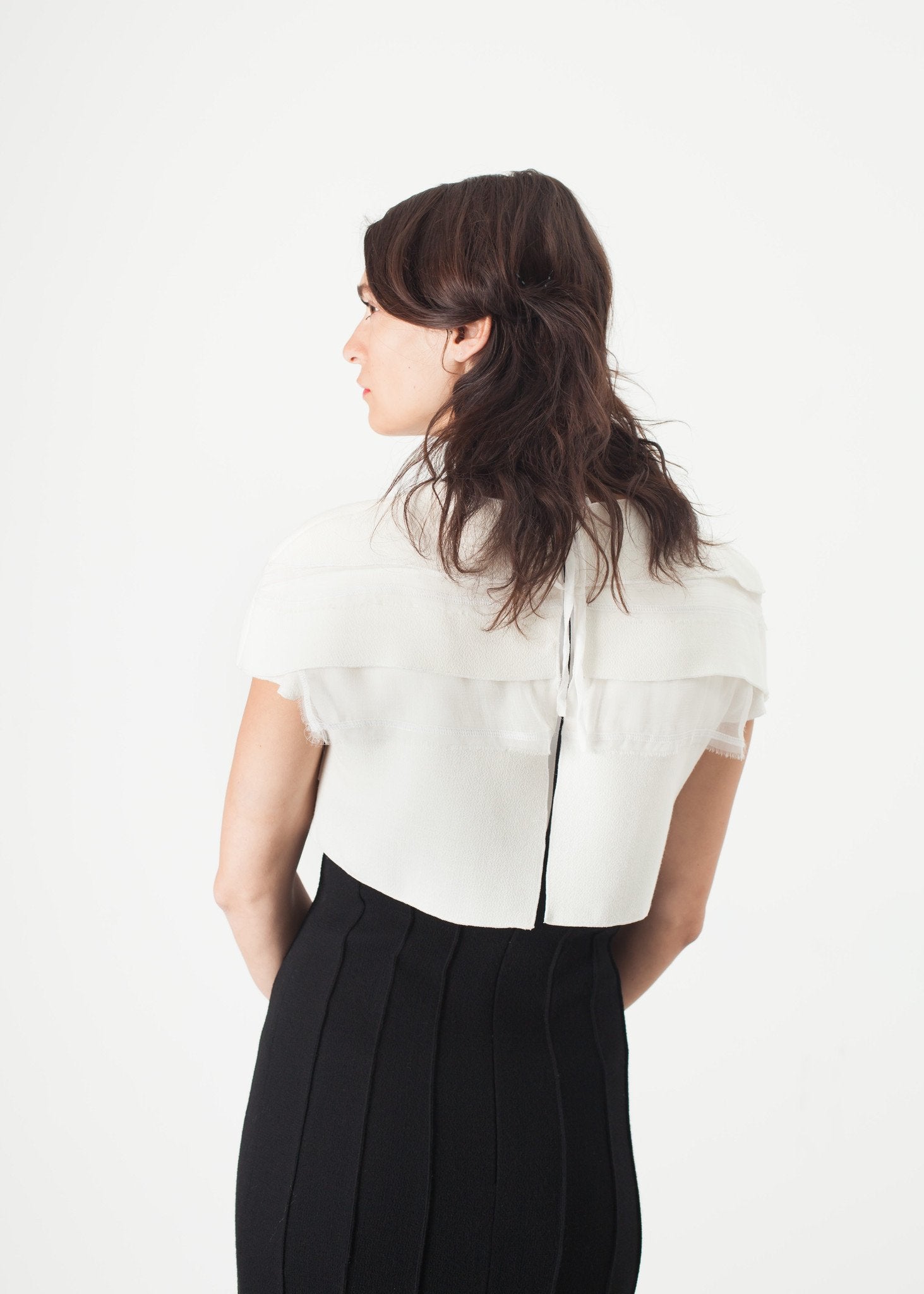 Layered Contrast Dress in Cream/Black Amelia Toro
