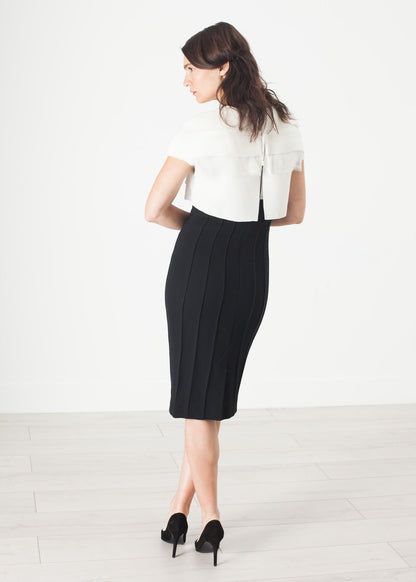 Layered Contrast Dress in Cream/Black Amelia Toro