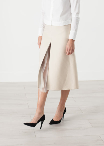 Tulle Pleat Skirt in Cream Ter et Bantine