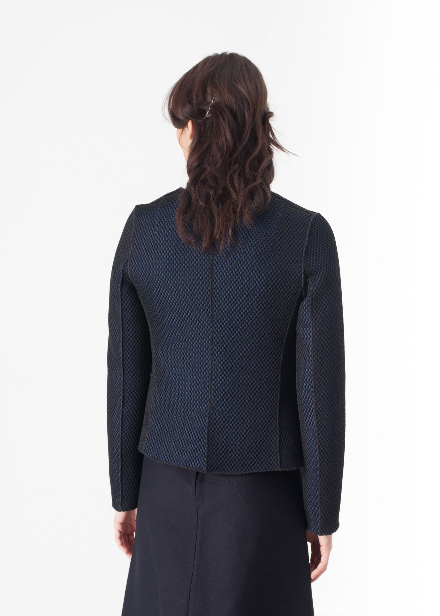 Weave Jacket in Black/Blue Hache